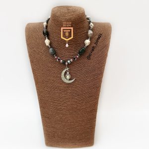 Pearls x agate stone x moon - Tivieh Beads