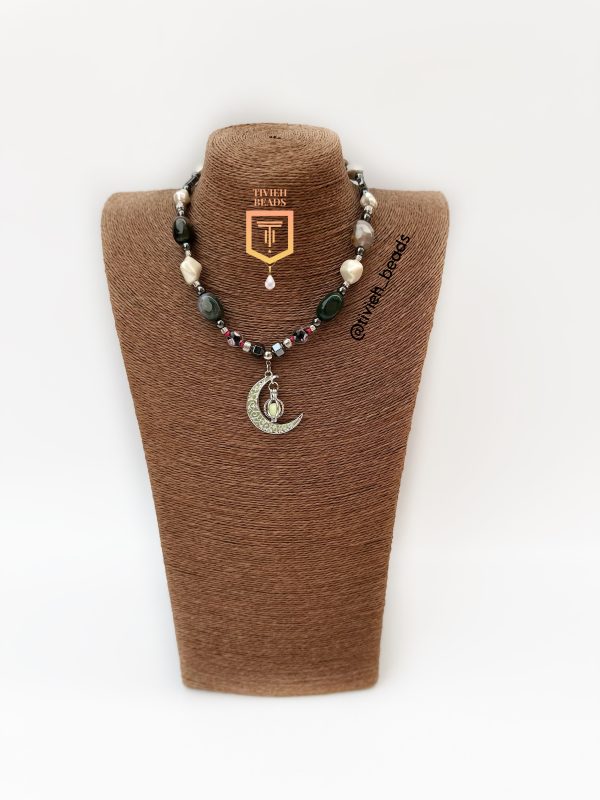 Pearls x agate stone x moon - Tivieh Beads