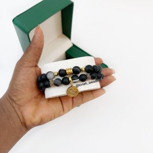 Agate x gold steel findings - Tivieh Beads