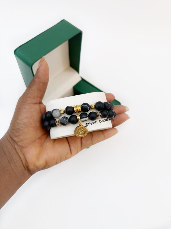 Agate x gold steel findings - Tivieh Beads